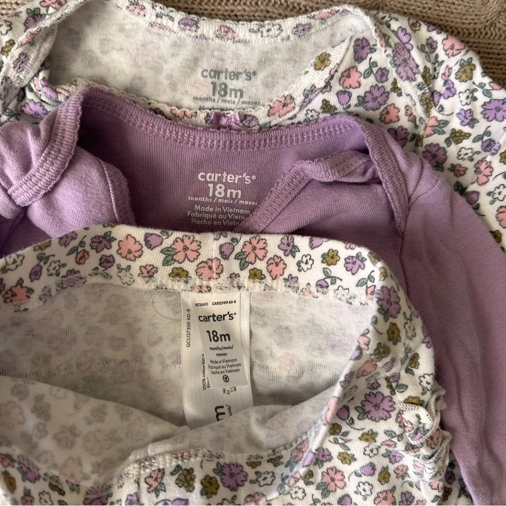 EUC Carter’s 3pc Baby Girl Mix’n’Match Bundle, Lilac Floral, 18 Months